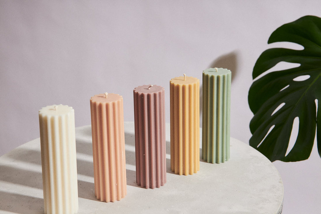Romy - Ribbed Pillar Candle