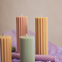 Romy - Ribbed Pillar Candle