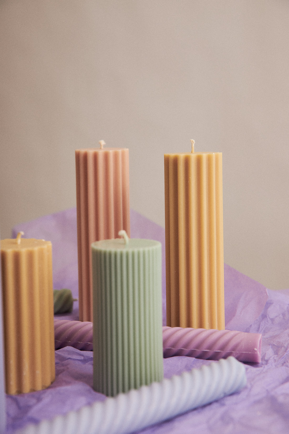 Romy - Ribbed Pillar Candle