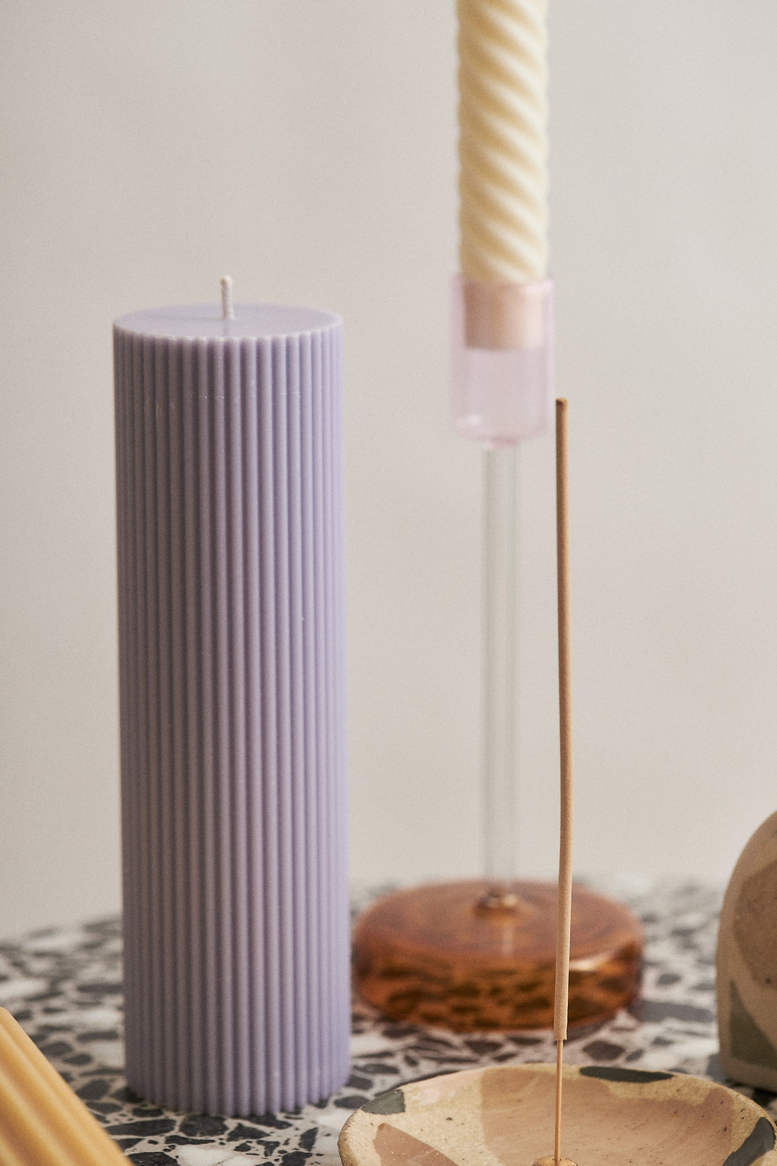 Ziggy Ribbed Pillar Candle - Tall