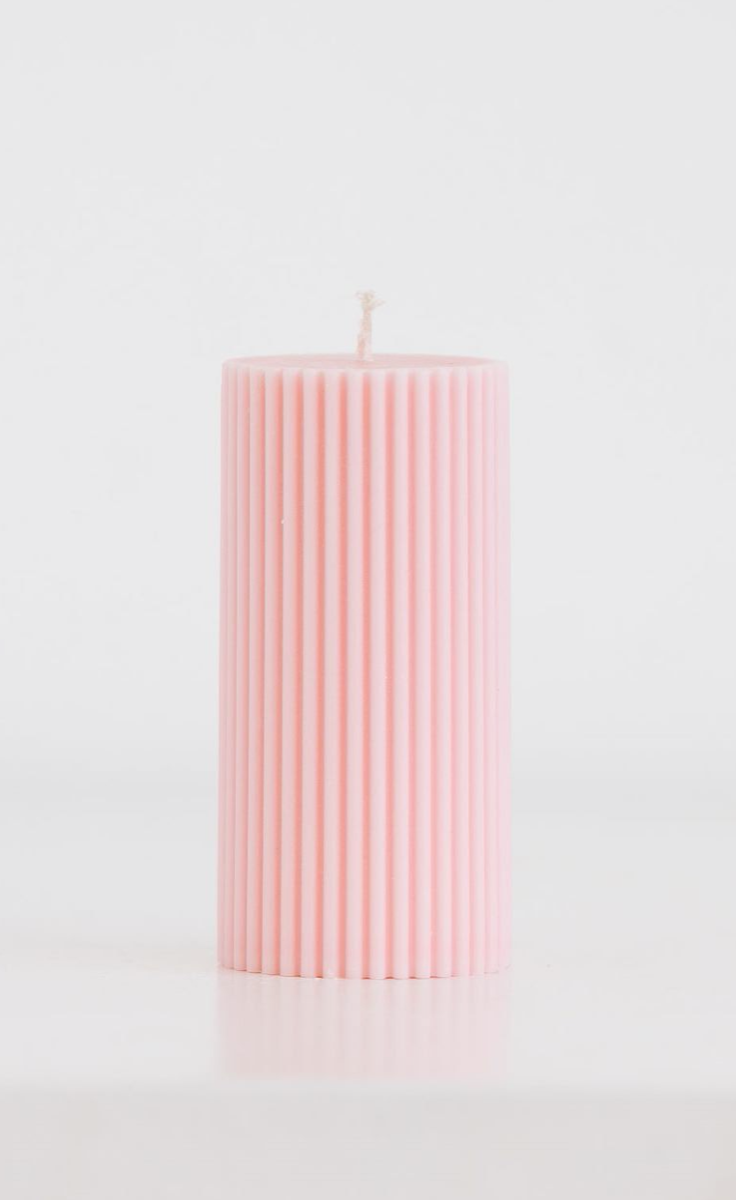 Isla Ribbed Pillar Candle - short