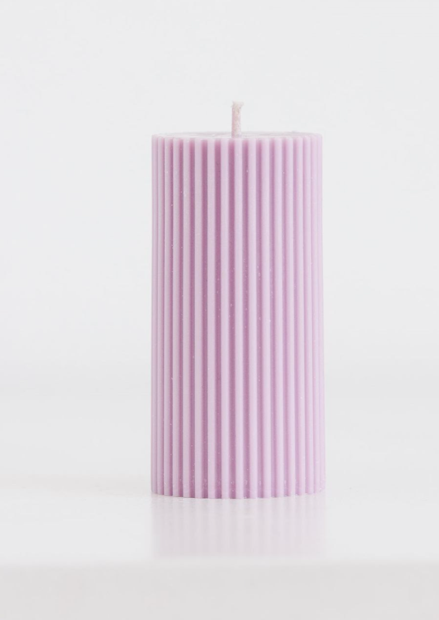 Isla Ribbed Pillar Candle - short